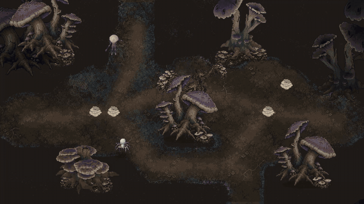 A Mycelid walks into a Cave Spider and the battle opens
