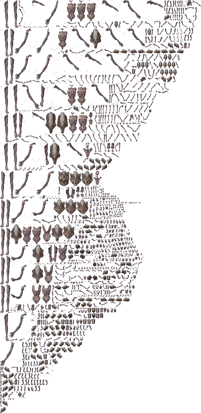 Packed atlas for a Mycelid wearing the Dusk-Eyed Wolf head