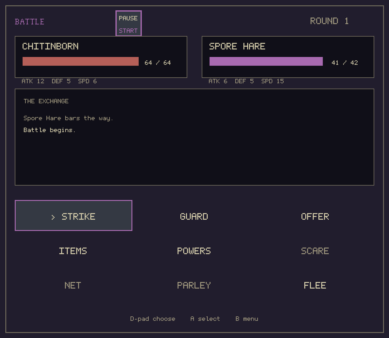The battle menu with the raised Speed