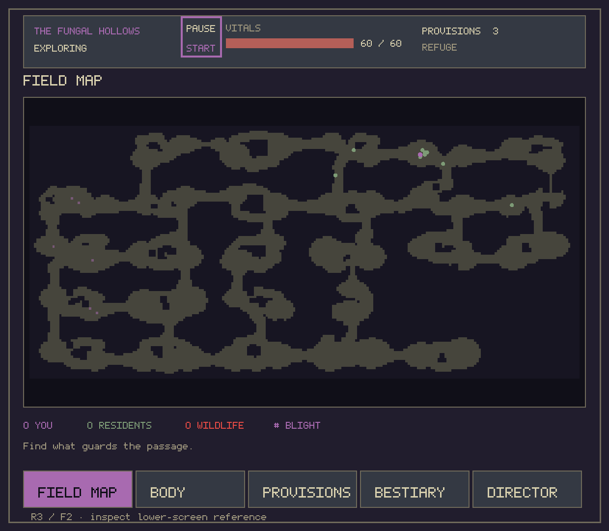 The lower screen field map