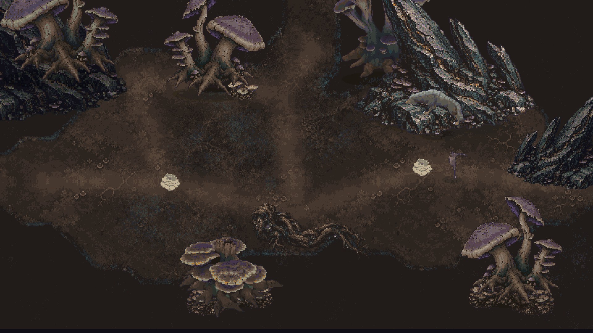 Paths through the hollows near the ore spines of the wolf's den